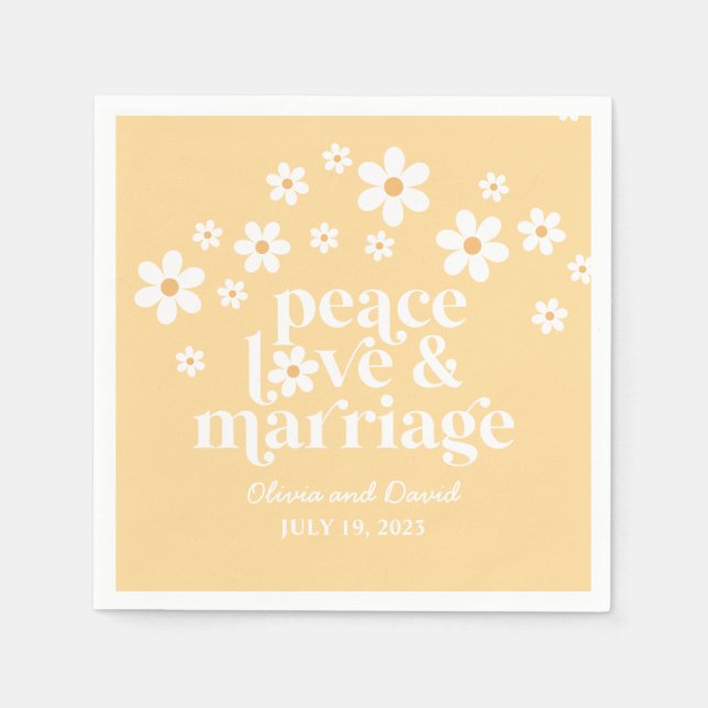 Boho Daisy Peace Liebe Hochzeit Napkins Serviette (Vorderseite)