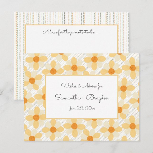 Boho Daisy Pluie Baby shower Cartes de conseil (Devant / Derrière)