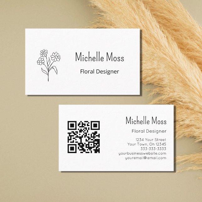 Boho Daisy QR-Code Einfaches Blumendesigner Visitenkarte (Von Creator hochgeladen)