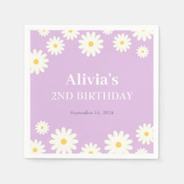 Boho Daisy Two Floral Lila Bohemisch 2. Geburtstag Serviette
