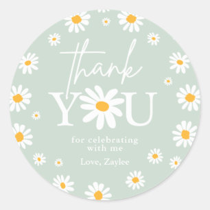 Boho Daisy Two Wild 2. Geburtstag Gastgeschenke Runder Aufkleber