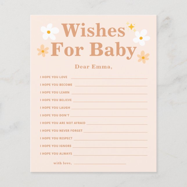 Boho Daisy wünscht Babyberatungskarten (Vorderseite)