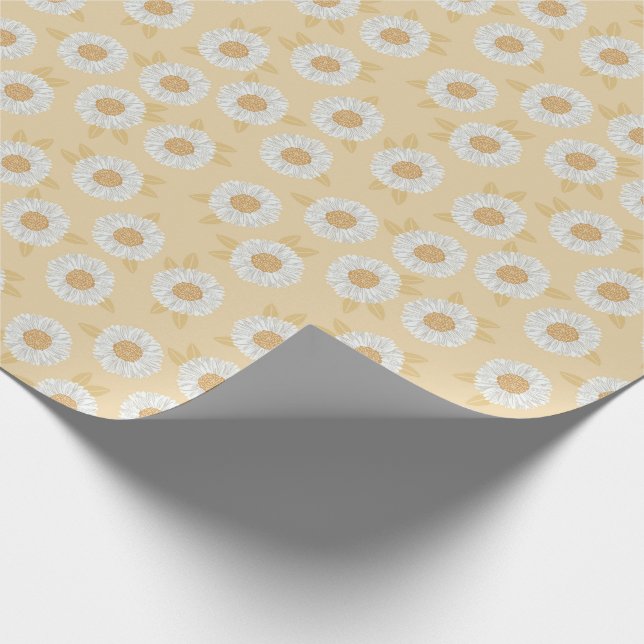 Boho Daisy Yellow Floral Baby Shower Geschenkpapier (Ecke)