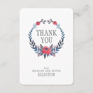 Boho danken Blumenwatercolor-Rote Rosen   Ihnen Dankeskarte