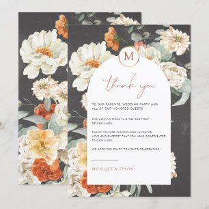 Boho Dark Floral   Carte de remerciements de table