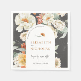 Boho Dark Floral Greenery Botanische Hochzeit Serviette