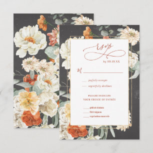 Boho Dark Floral HochzeitsrSVP RSVP Karte
