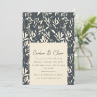 Boho Dark Moody Black Botanical Sketch Wedding