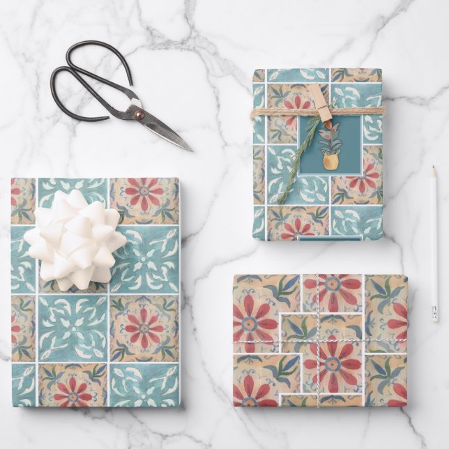 Boho Decorative Mulitple Tile Geschenkpapier Set (Vorderseite)