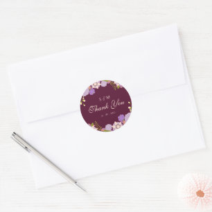 Boho Deep Wine Gastgeschenke Blumenzwiebelhochzeit Runder Aufkleber