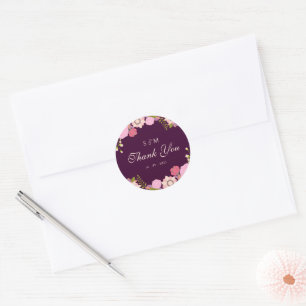 Boho Deep Wine Gastgeschenke Blumenzwiebelhochzeit Runder Aufkleber