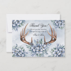 Boho Deer Antler Dusty Blue Floral Merci