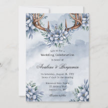 Boho Deer Antler Dusty Blue Floral Wedding