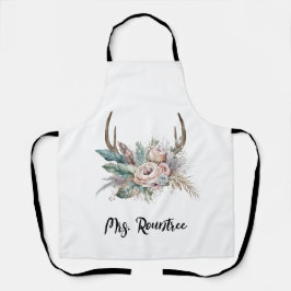 Boho Deer Antler Floral Wedding Schürze