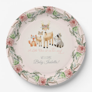 BOHO Deer Antler Woodland Animals Baby Girl Pappteller
