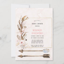 Boho Deer Antlers and Florals Arrows Brautparty Einladung