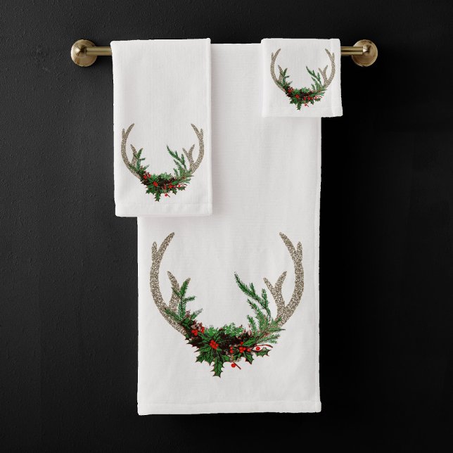 Boho Deer Antlers | Floral de Noël rouge rustique (Créateur téléchargé)