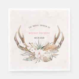 Boho Deer Antlers und Florals Brautparty Serviette