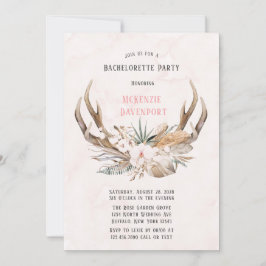 Boho Deer Antlers und Florals Junggeselinnen-Absch Einladung