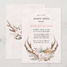 Boho Deer Antlers und Florals Polterabend Einladung