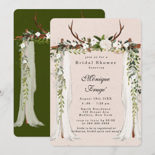 Boho Deer Antlers White Canopy Chic Brautparty Einladung
