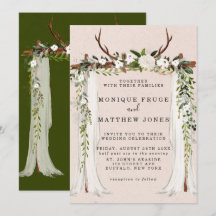 Boho Deer Antlers White Canopy Rustic