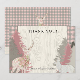 Boho Deer Bear Woodland Forest Kariert Danke Einladung
