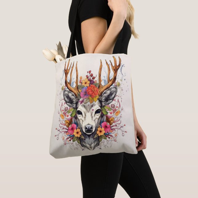 Boho Deer farbenfrohe Blume Tasche (Von Nahem)