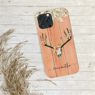 Boho Deer Skull Floral Monogram Terra Cotta Case-Mate iPhone Hülle