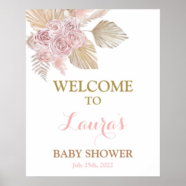 Boho Desert Baby Shower Girl Begrüßungszeichen Poster (Vorne)