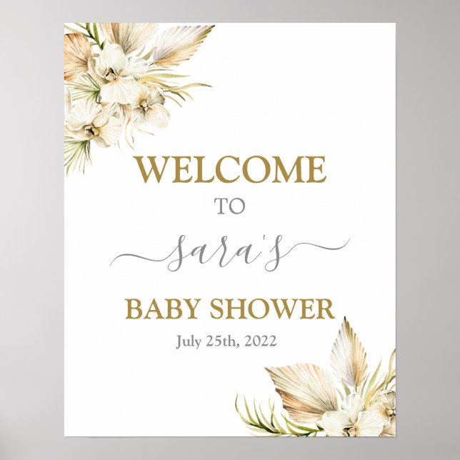 Boho Desert Baby Shower Girl Begrüßungszeichen Poster (Vorne)