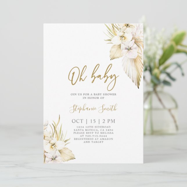 Boho Desert Baby Shower Girl Einladung (Stehend Vorderseite)