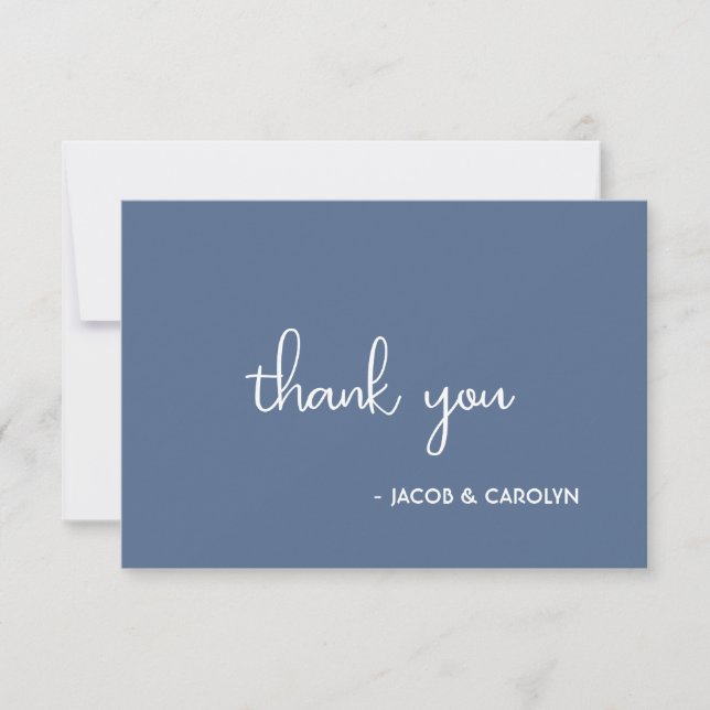 Boho Desert Blue Minimal Wedding Dankeschön Karte (Vorderseite)