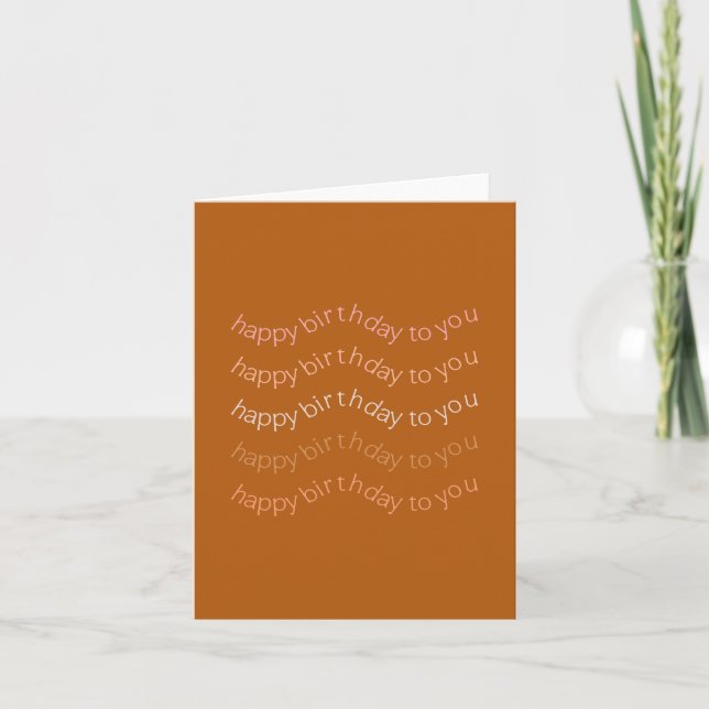 Boho Desert Burnt Orange Wavy Text Happy Birthday Karte (Vorderseite)