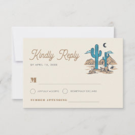 Boho Desert Cactus Arizona Southwestern Wedding RSVP Karte