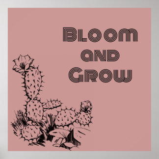 Boho Désert Cactus Art Mural Rose