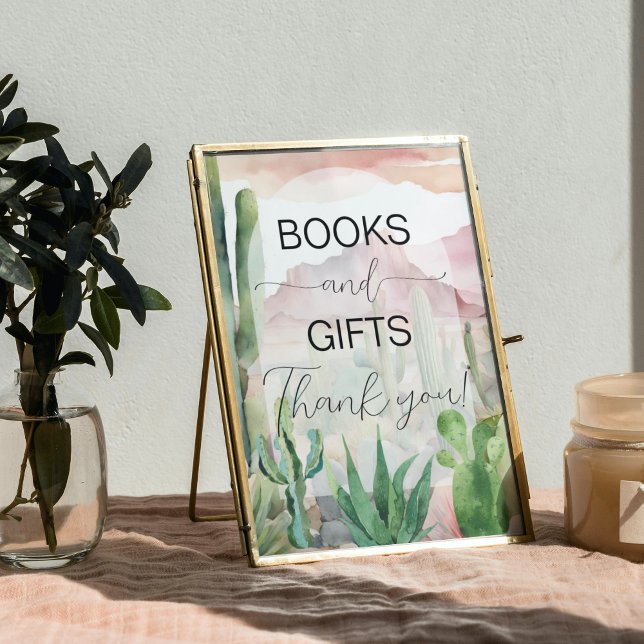 Boho Desert Cactus Baby Shower Books & Gifts Unter Poster (Von Creator hochgeladen)