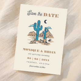 Boho Desert Cactus Retro Arizona Wedding Foto 70er Save The Date