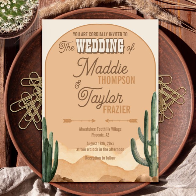 Boho Desert Cactus Rustic Southwestern Wedding Einladung (Von Creator hochgeladen)