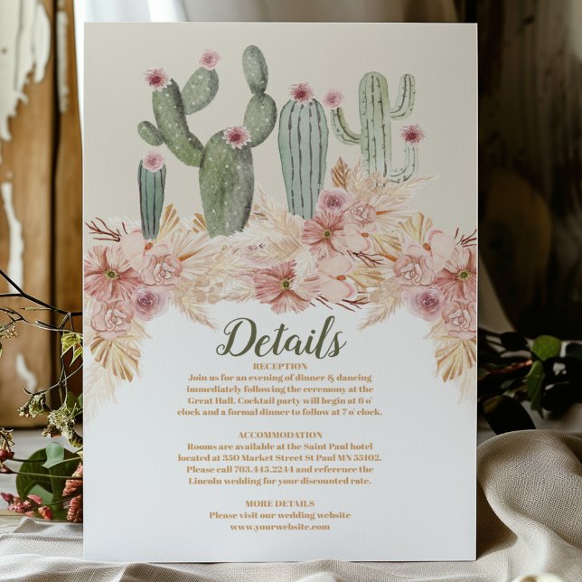 Boho Desert Cactus Wedding Begleitkarte (Von Creator hochgeladen)