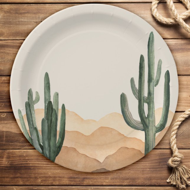 Boho Desert Cactus Western Ranch Cowboy oder Cowgi Pappteller (Von Creator hochgeladen)