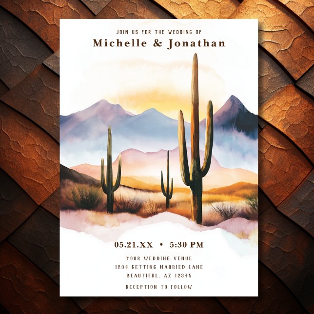 Boho Desert Cactus Western Wedding Einladung (Front - Boho Desert Cactus Western Wedding Invitation)