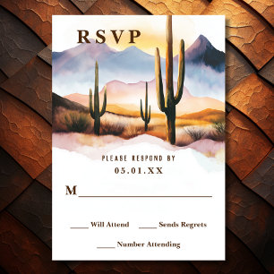 Boho Desert Cactus Western Wedding RSVP Karte
