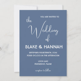 Boho Desert Dusty Blue Minimalistisch Wedding Einladung