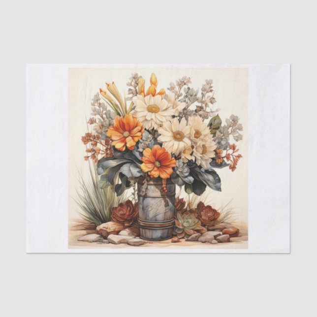 Boho Desert Floral Bouquet Art Decoupage Seidenpapier (Vorderseite)