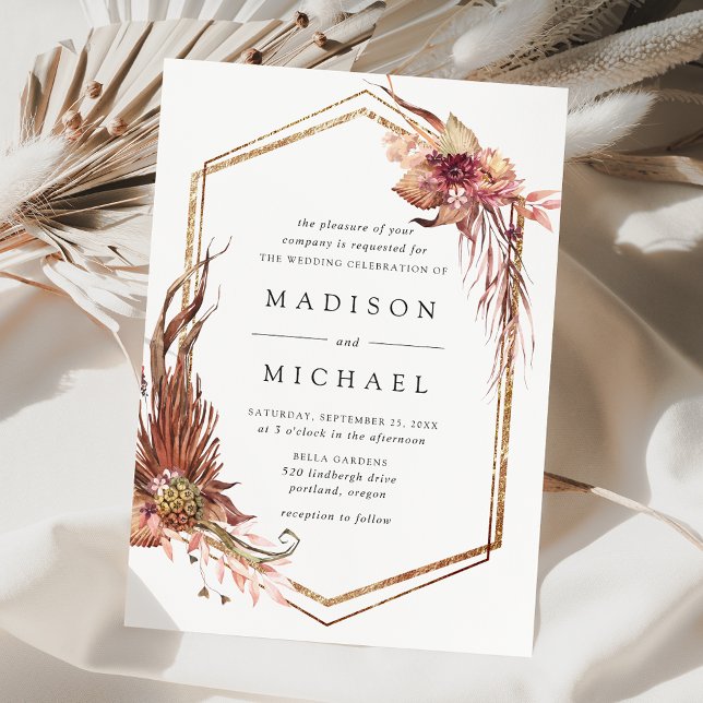 Boho Desert Floral Geometric Wedding Einladung (Von Creator hochgeladen)
