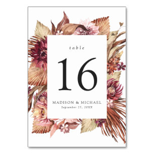 Boho Desert Floral Wedding Tischnummer