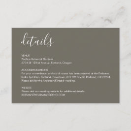 Boho Desert Grey Détails du Mariage Carte de boîti