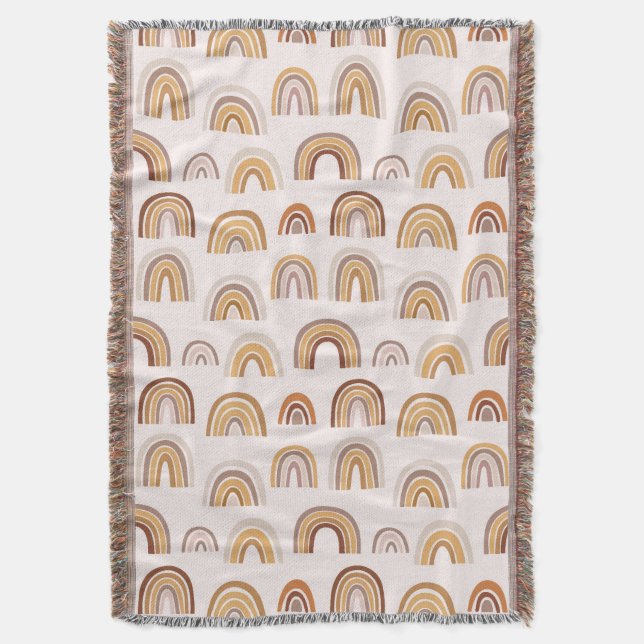 Boho Desert Rainbow Abstrakt Arch Pattern Taupe Decke (Vorderseite Vertikal)