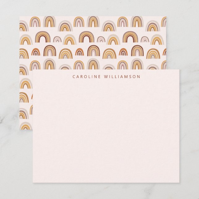 Boho Desert Rainbow Blush Personalisiert Stationer Mitteilungskarte (Vorne/Hinten)